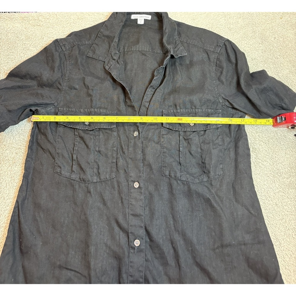Standard James Perse Shirt Dress Black Linen Cupro Utility Minimalist Sz 2 M top - Picture 7 of 13